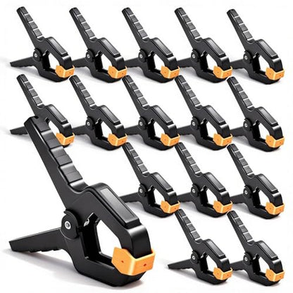16 Pack Spring Clamps Heavy Duty - 3.5 Inch Wood Clamps for Woodworking, Spring Clips Clamp for Crafts,Photography Backdrop, Balloon Arch and More with Non-Slip Handles and Adjustable Jaw Pads,Orange - size: Orange-16 Pack