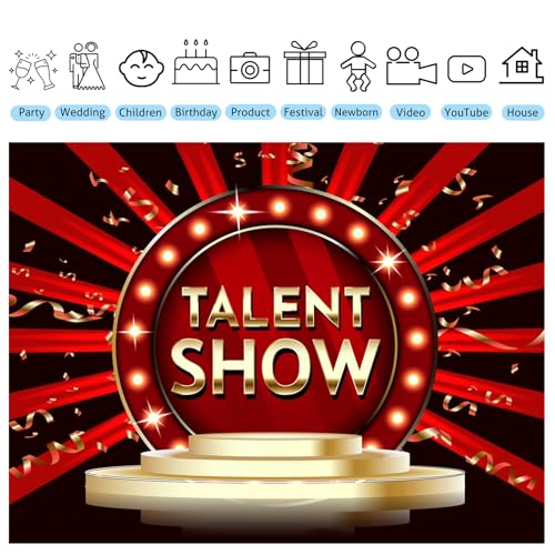 6x4ft Talent Show Backdrop Game Magic Music Dance Show Prom Background Kids Family Business Graduation Party Birthday Cake Table Banner Photoshoot Props - size: 6X4FT