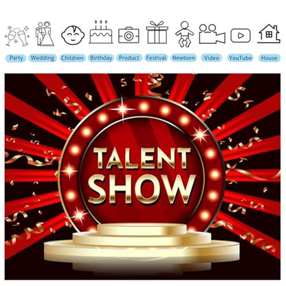 12x8ft Talent Show Backdrop Game Magic Music Dance Show Prom Background Kids Family Business Graduation Party Birthday Cake Table Banner Photoshoot Props - size: 12X8FT