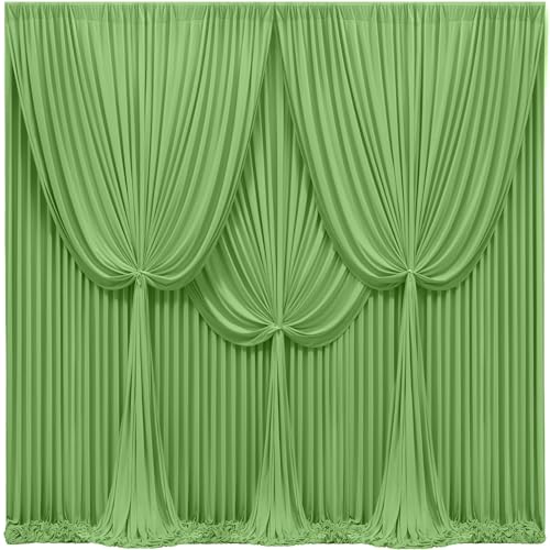 24x10FT Sage Green Backdrop Curtains for Wedding Parties, Wrinkle Free Polyester Photography Backdrop Drapes for Wedding Baby Shower Birthday Parties Stage Background Stand Decorations 4x10ft,6 Panels - color: Sage Green, size: W4' x H10'(6 Panels)