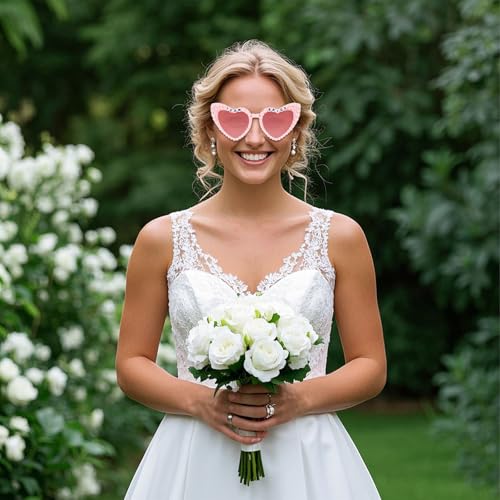 Etercycle Team Bride Sunglasses, Bridesmaid Proposal Gifts Heart Shaped Glasses, Pink Women's Sunglasses Bridal Engaged Gift For Bachelorette Party Favors - color: Team Bride-pink