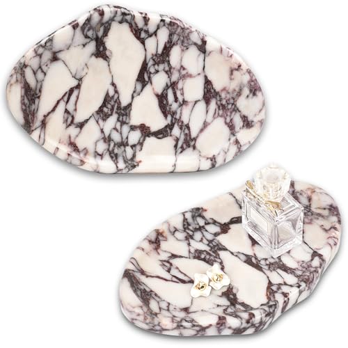 Marble Clould Tray for Bathroom - Stone Catchall Jewelry Dish for Kithchen Counter and Aesthetic Room Decor, Cute Decorative Vanity Dishes for Trinket Ring Key Candle (9.5'' x 6.3'') - color: Cloud-Calacatta Viola