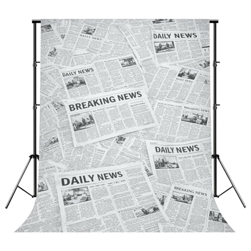 Photography Newspaper Backdrop Photography Background Vintage Newspaper Collage Black White Retro Print Texture for Photoshoot Portrait Photo Studio Video Prop Birthday Party Booth Decor 10x8ft - color: Color3