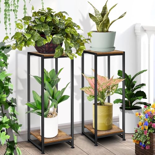 Lilybud--lily 2-Pcak Plant Stand Indoor, 31.5'' Tall Wood Plant Stands Heavy Duty Pedestal Stand for Indoor Outdoor, Modern Corner Flower Stand for Patio, Living Room, Balcony - size: 31''-2P