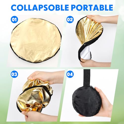 Yuntau Photography Reflector 5 in 1 Light Reflectors for Photography Collapsible Photoshoot Props with Bag for Photo Studio Lighting, Translucent, Silver, Gold, White and Black(12 Inches) - size: 12 Inches