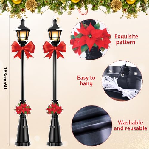 Christmas Party Decor Large Lamppost Photo Props Mardi Gras Party Decor Street Light Wall Decorations for Front Door Sign Masquerade Wall Indoor Outdoor Backdrop Xmas Halloween Holiday Party Supplies