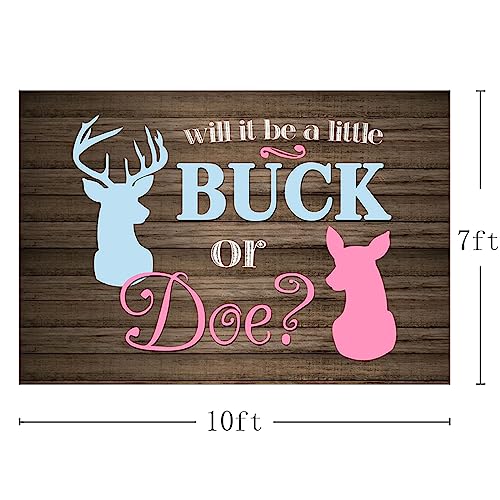 MEHOFOND 10x7ft Buck or Doe Gender Reveal Baby Shower Backdrop Rustic Wood Boy or Girl Deer Photography Background Banner for Dessert Table Supplies Party Decoration Photo Shoot Props - size: 10x7ft