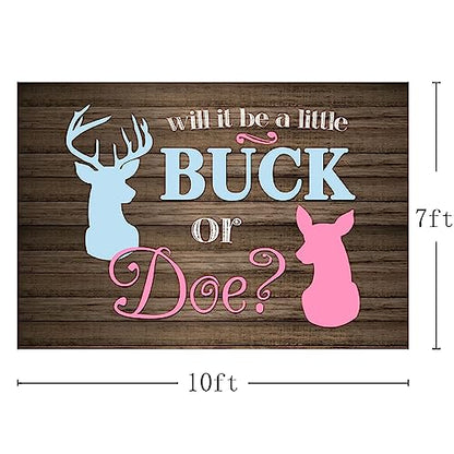MEHOFOND 10x7ft Buck or Doe Gender Reveal Baby Shower Backdrop Rustic Wood Boy or Girl Deer Photography Background Banner for Dessert Table Supplies Party Decoration Photo Shoot Props - size: 10x7ft