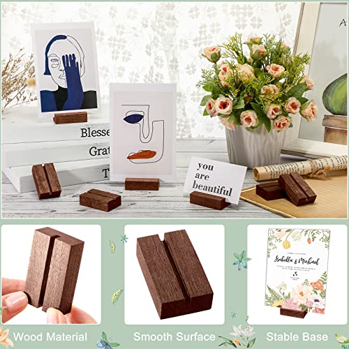 Roowest 25 Pcs Wood Place Card Holder 2 Inch Rustic Table Number Holders Stands Wooden Sign stand Photo Card Display for Wedding Party Birthday Retail Shop Office Pictures Menu Decorations