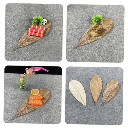 COLLBATH Dried Leaf Sushi Tray Decor 20Pcs Seafood Display Serving Plate Unique Sashimi Background Leaf Embellishments for Food Photography for Restaurants and BBQ