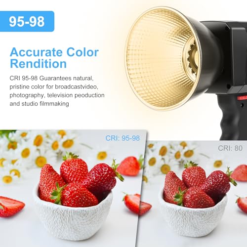 60W LED Video Light, PULUZ 2500K-6500K Dual Color Temp, 13000Lux CRI 95+ COB Fill Light with 10000mAh Rechargeable Battery & 8 Effects for Vlogging/Live Stream/Outdoor Shooting