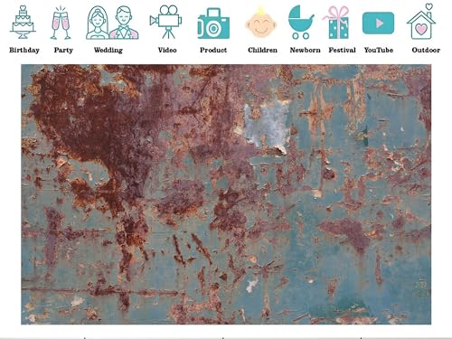 9x6ft Fabric Rusty Blue Metal Texture Backdrop Peeling Paint Industrial Surface Background for Product Photography Shoots Party Decorations Banner Photo Booth Props Tapestry - size: 9X6ft