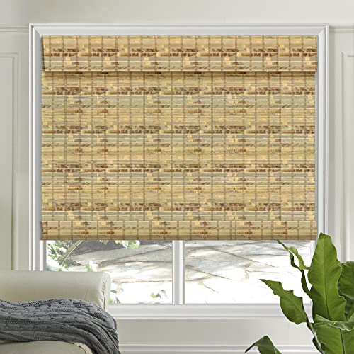 Letau No Drill No Tools Cordless Wood Window Shades Blinds, Bamboo Light Filtering Roller Shades, Color 2 - color: Color 2