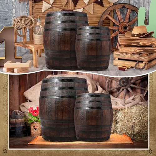 AceOrbit 2 Pcs Western Cowboy Party Decoration 40" H 30" H Wine Barrel Decor Pirate Party Decorations Large Cardboard Wine Barrel Wild West Cardboard Decoration Western Photo Booth Props Decor