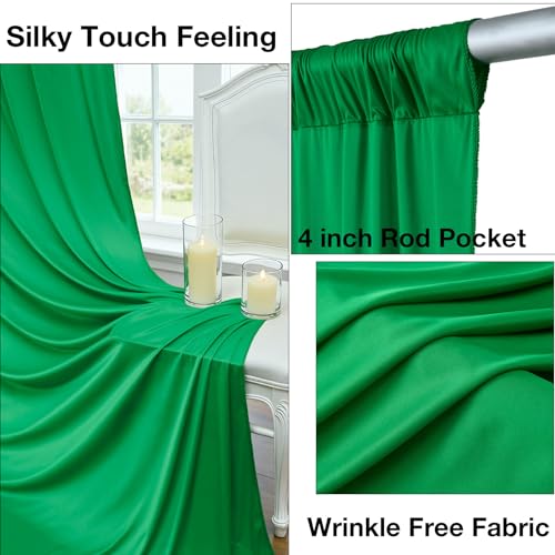 10ftx10ft Wrinkle Free Green Backdrop Curtains for Parties, Silky Polyester Photo Backdrop Drapes 2 Panels 5x10ft Back Drop Cloth for Wedding Birthday Baby Shower Photography Background - color: Green, size: 10ftx10ft