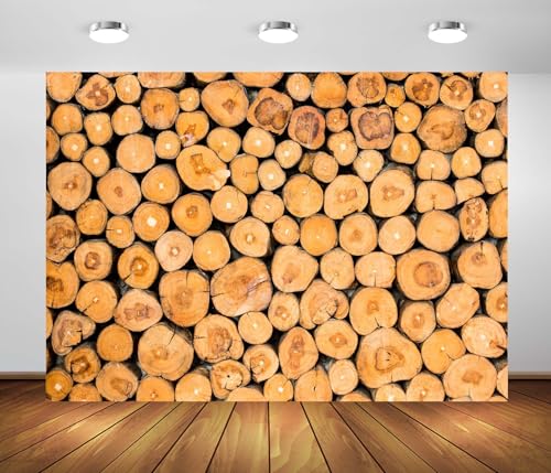 BELECO 15x10ft Fabric Pile of Wood Backdrop Wooden Logs of Trees, Wood Log Texture Firewood Background for Party Decorations Home Wall Decor Portrait Photoshoot Studio Props - size: 15x10FT