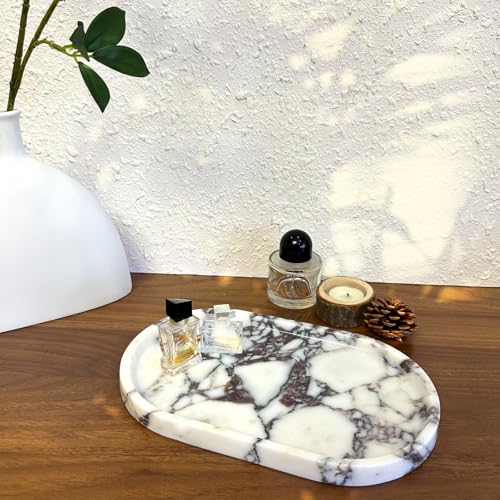 Marble Tray for Jewelry, Food and Daily Items, Irregular Stone Sculpture, Suitable for Home Decor Storage Tray Vanity/Dresser Non-Resin/Non-Ceramic (Yuan-baogeli) - color: Yuan-baogeli