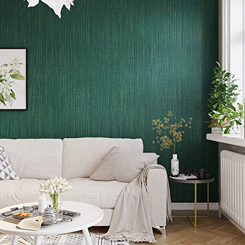 VEELIKE Teal Green Grasscloth Wallpaper 15.7''x354'' Textured Green Peel and Stick Wallpaper Self Adhesive Waterproof Faux Linen Grasscloth Contact Paper for Cabinets Walls Furniture Room Accent Wall - color: Teal Green, size: 15.7" x 354"