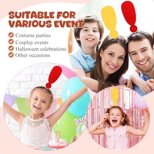 2Pcs Funny red heart headbands Set for Concerts, Halloween, Cosplay & Photo Props - Soft Stretchy Headbands - color: Exclamation Mark Headband 2
