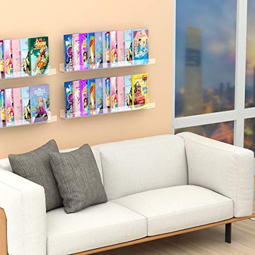 NIUBEE Kids Acrylic Floating Bookshelf 36 Inch,Clear Invisible Wall Bookshelves Ledge Book Shelf,50% Thicker with Screwdriver - size: 36inches