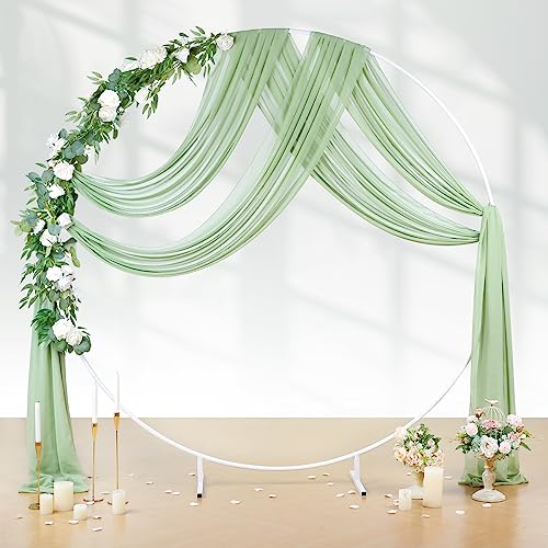 Wedding Arch Drape Sage Green Wedding Decor 3 Panels 6 Yards Chiffon Fabric Backdrop Curtain for Ceremony Party Ceiling - color: Sage Green, size: 6 Yards 3 Panels
