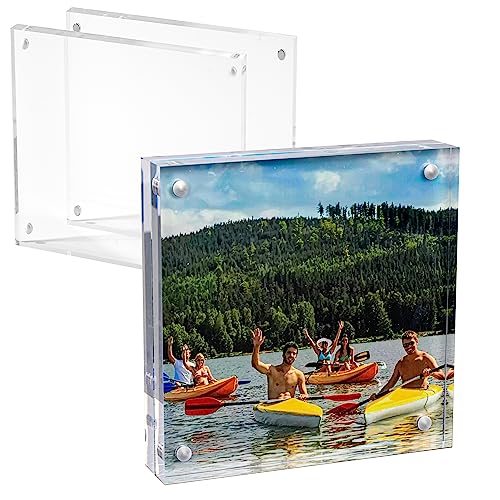 Mammoth DuraClear Magnetic Picture Frame 4x4 - Frameless Polaroid and Wallet Size Photo Holder - Ideal for Modern, Minimalist Decor - size: 4x4 Frame
