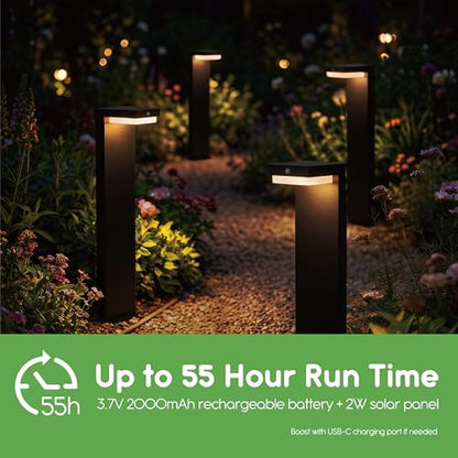20.5" Solar Pathway Lights - Walkway Solar Lights for Outside - PIR Sensor & Two Lighting Modes - Rechargeable Battery Lasts Up to 55 Hours - 3000K - IP44 Weather Resistant - 4 Pack - size: 4 Pack Landscape Lights