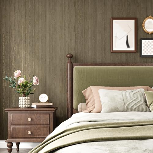 VEELIKE 15.7''x354'' Brown Grasscloth Peel and Stick Wallpaper Textured Grass Cloth Wallpaper Prepasted Removable Grasscloth Contact Paper Brown Vinyl Linen Wall Paper for Bedroom Bathroom Walls - color: Brown, size: 15.7" x 354"