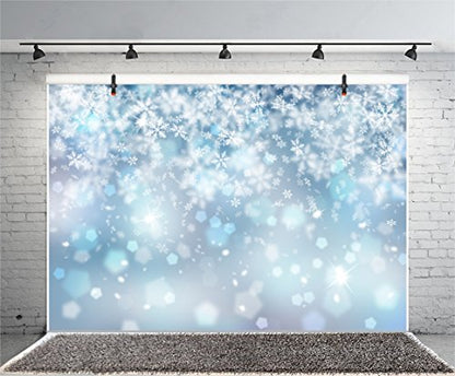 10x8ft Falling Snowflake Portrait Backdrops for Photography Winter Ice Snow Flakes Photo Shoot Newborn Kids Baby Adults Wedding Photo Background Vinyl Photo Booth Props - size: 10x8ft