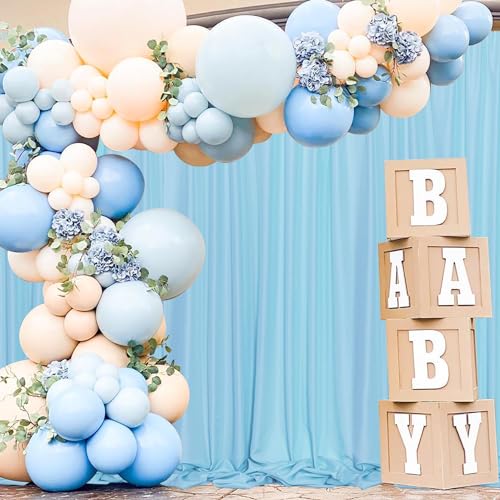MEETSKY 10x 10 Baby Blue Backdrop Curtain for Baby Shower Parties Rod Pocket Light Blue Curtains Backdrop Drapes Fabric Decoration for Birthday Party Photography 5ft x 10ft,2 Panels - color: Light Blue, size: 60"W x 120"L (Pack of 2)