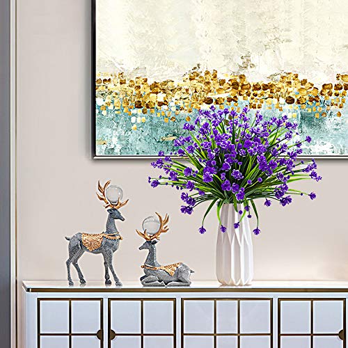 Grunyia 10 Bundles Artificial Daffodil Outdoors Flowers (Blue) - color: Blue-daffodil