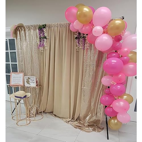 Champagne Gold Sequin Backdrop Curtains Glitter Drapes 2FT x 8FT 2 Panels for Wedding Birthday Party Decorations Bridal Baby Shower Party Supplies Sparkly Photography Background - color: Champagne, size: 2FTx8FT-2PCS