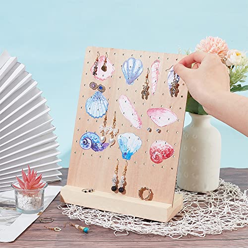 NBEADS Wooden Earrings Display Stands, 120 Holes Ocean Theam Wood Earring Display Stand Rack Rectangle Jewelry Organizer Display with Sea Animal Pattern for Earring Necklace Bracelet, 3.15x7.87x10.43 - color: 120 Holes Wooden L.w.thi: 7.87x3.15x10.43"