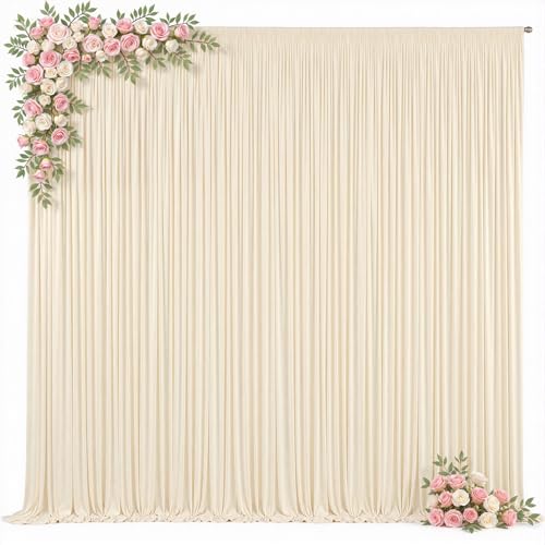 10x8ft Champagne Backdrop Curtain for Parties Wrinkle Free Fabric Backdrop Curtain Wedding Photo Backdrop Drapes for Birthday Party Baby Shower Bridal Shower Photography Back Drop 2 Panels 5x8FT - color: Champagne, size: 10 ft X 8 ft(2 Panels 5ft X 8ft)