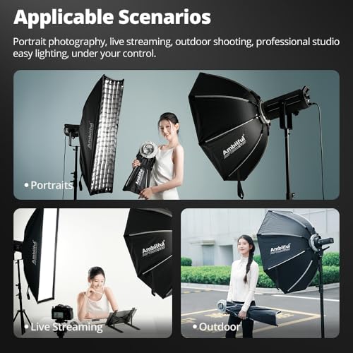 AMBITFUL 24" x 35" Strip Softbox Quick Release with Bowens Mount & Speedlite Bracket for COB Lights, Flash for CB60/CB100, LE200, SL60/SL100, MS300/SK400, V1/V1Pro/V100, AD200 (24" x 35") - color: 24" x 35"