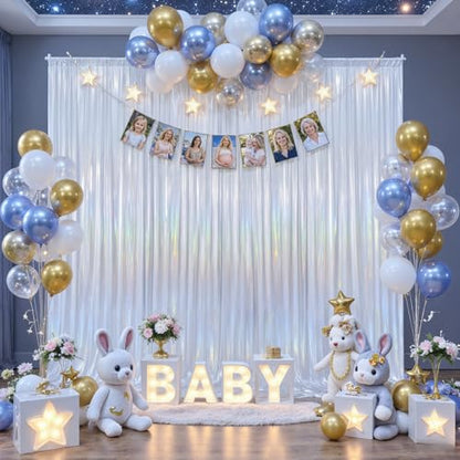 10x10ft Glitter Sequin Silver Backdrop Curtains Photo Backdrop Curtain Fabric Rainbow Shimmer Drapes Backdrop Bridal Baby Shower Wedding Birthday Party Photography Backdrop Photoshoot 5x10FT, 2 Panels - color: Glitter Silver, size: 10 ft X 10 ft(2 Panels