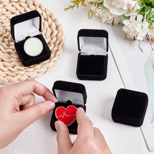 PH PandaHall 6pcs Velvet Badge Display Box, Black Jewelry Lapel Pin Gift Box Coin Presentation Display Boxs Badge Storage Display Case for Brooch Christmas Medal Collection, 1.67 x 1.67 x 1.08 Inch - color: Black