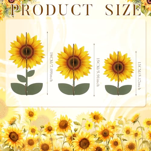 Soaoo 24 Pcs Summer Sunflowers Wood Signs Retro 3D Flowers Table Decoration Rustic Farmhouse Flower Table Centerpiece Multicolor Floral Block Tabletop Signs for Tiered Decor - size: Various Size, style: Sunflower