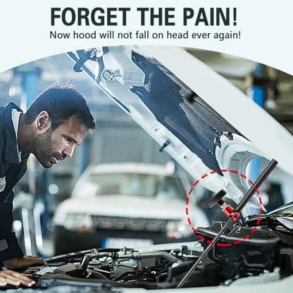 2PCS Car Hood Prop Rods, Lift Support Clamp Hood Stay Holder Piston Stop Tool, 0.39'' Car Hood Stopper Strut Shock Holder Car Accessories Work for Tailgates and Trunks (Red)