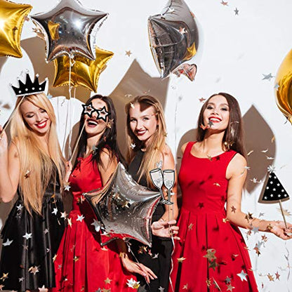 Zonon 24 Pcs Funny Photo Booth Props Class of 2026 Graduation Birthday Wedding Family Class Reunion Prom Disco Party Celebration Decoration Supplies Mix of Hats, Lipstick, Tie(Silvery) - color: Silvery