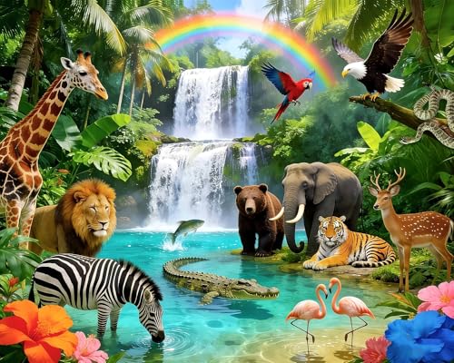 5 x 3 ft Jungle Forest Animals Backdrop Tropical Rainforest Safari Wild Animal Photography Background Boy Birthday Baby Shower Birthday Party Banner Decoration Supplies Newborn Photo Booth Props - color: jungle animal, size: 5x3ft