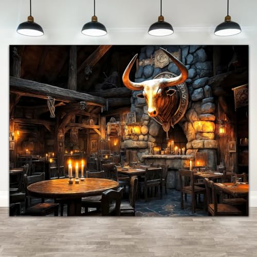 Rustic Western Tavern Decoration Backdrop, Farmhouse Western Old Wooden House Tavern Interior Background, Party Decoration Studio Photography Banner Booth Props 10x8ft - color: brown, size: 10X8FT