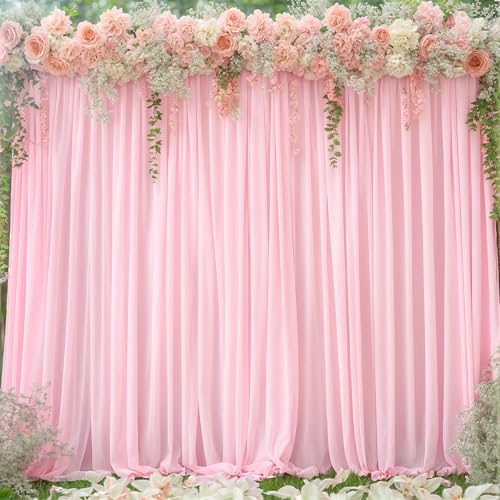 8x10FT Baby Pink Backdrop Curtains for Wedding Parties, Wrinkle Free Polyester Photography Backdrop Drapes for Wedding Baby Shower Birthday Parties Stage Background Stand Decorations 4x10ft,2 Panels - color: Baby Pink, size: W4' x H10'(2 Panels)