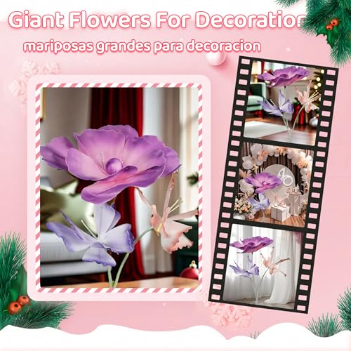 Giant Flowers For Backdrop 5.58ft Huge EVA Artificial Flowers, Wedding Decorations For Reception Artificial Spring Flowers Outdoor Party Decor Shop Window Flower Display Home Decor (B Purple and Pink) - color: B Purple and Pink
