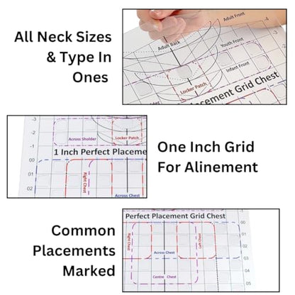 T-Shirt Ruler Guide — Chest Placement — Shirt Alignment Tool for Heat Press — HTV, DTF and Embroidery — Left Chest, Pocket and Custom Positions — Clear PETG — Made in Australia