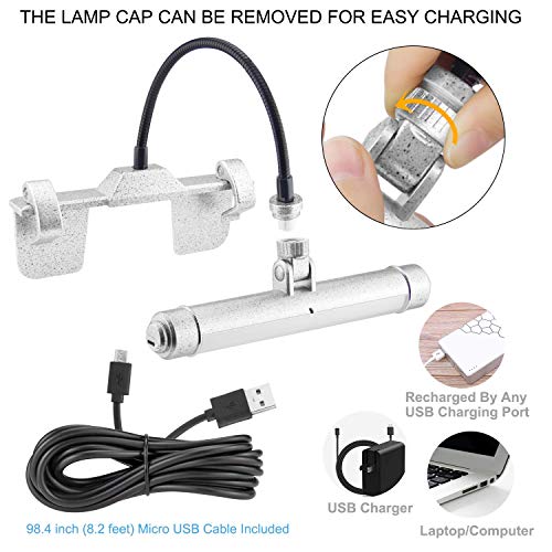 LUXSWAY Wireless Picture Frame Led Lighting,Rechargeable Art Display Lighting Clip on Pictures,Over Painting Lights,Artwork Lamp with Flexible Neck,28 LEDs 3 Lighting Modes 200 LM-Silver - color: M Silver, size: Rechargeable-3 Mode-Flexible Neck