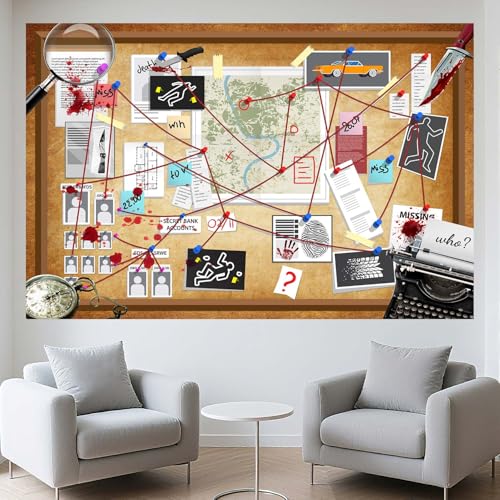 10X8FT Crime Scene Decorations Backdrop Murder Mystery Party Photo Backdrop Detective Photography Background Spy Kids Party Decorations Background Board Banner Photo Booth Prop Wall Decor - size: 10X8FT