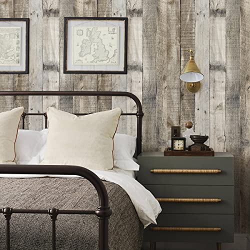 Livebor Light Gray Wood Contact Paper Peel and Stick Wallpaper 17.7”x 393.7” Wood Wallpaper Peel and Stick Shiplap Contact Paper Wood Plank Self Adhesive Wallpaper Distressed Wood Wall Paper - color: Light Gray, size: 17.7" x 393.7"