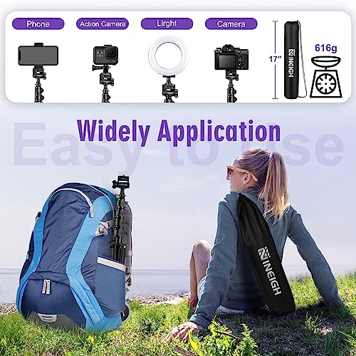 Nineigh 80" Phone Tripod, Selfie Stick Cellphone Tripod, Aluminum Tripods Stand for Video Photo Vlog, Travel Tripods with Gooseneck Remote Phone Holder, Compatible with iPhone Android Smartphone - size: 80 Inch
