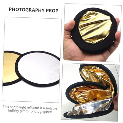 NUOBESTY 2pcs 30cm Photography Light Bounce Board 2-in-1 Gold Silver Collapsible Photo Reflector for Studio and Outdoor Shooting, Portable Lighting Accessories for Photographers